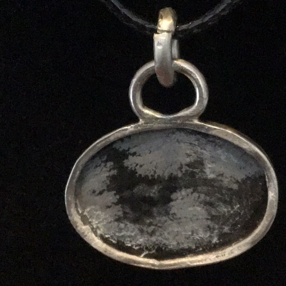 Snowflake Obsidian wrapped with Silver bezel - Picture 2 of 3
